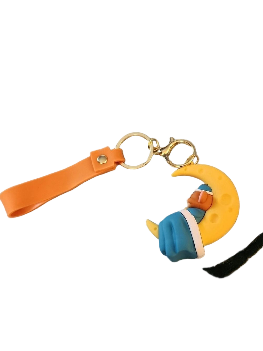 Jerry on a Moon Keychain Yellow and Blue - Picture 3 of 7